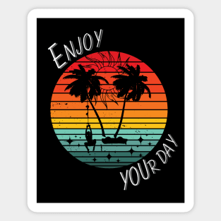 Enjoy Your Day – Tropical Sunset Hammock Graphic Sticker